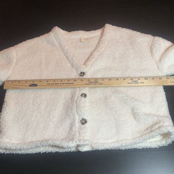 White teddy cardigan sweater Francescas Harmony Harper Heritage size small - Picture 4 of 9